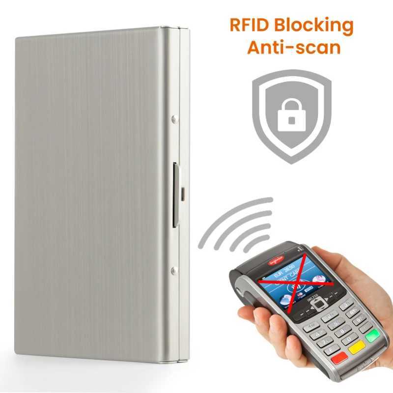 RFID Credit Card Holder stainless steel Metal Wallet Slim Credit Card Case Protector Business Card Holder for Women or MenW251017