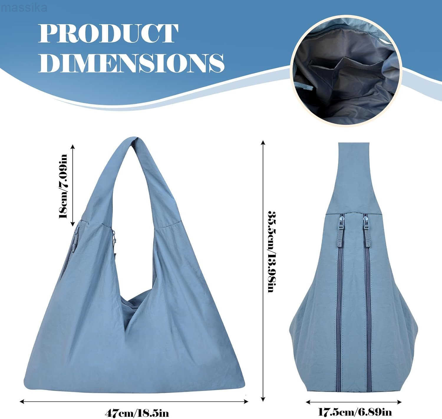 Tote Bag Multipockets Nylon Purse Large Hobo Bag for Women Solid Color Crescent Handbag M251017