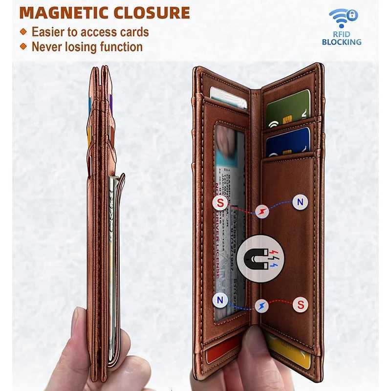 YATBEST Mens Wallet Oil Wax Short RFID AntiTheft Brush UltraThin Wallet Double Fold Portable Wallet Multifunctional Card BagW251017