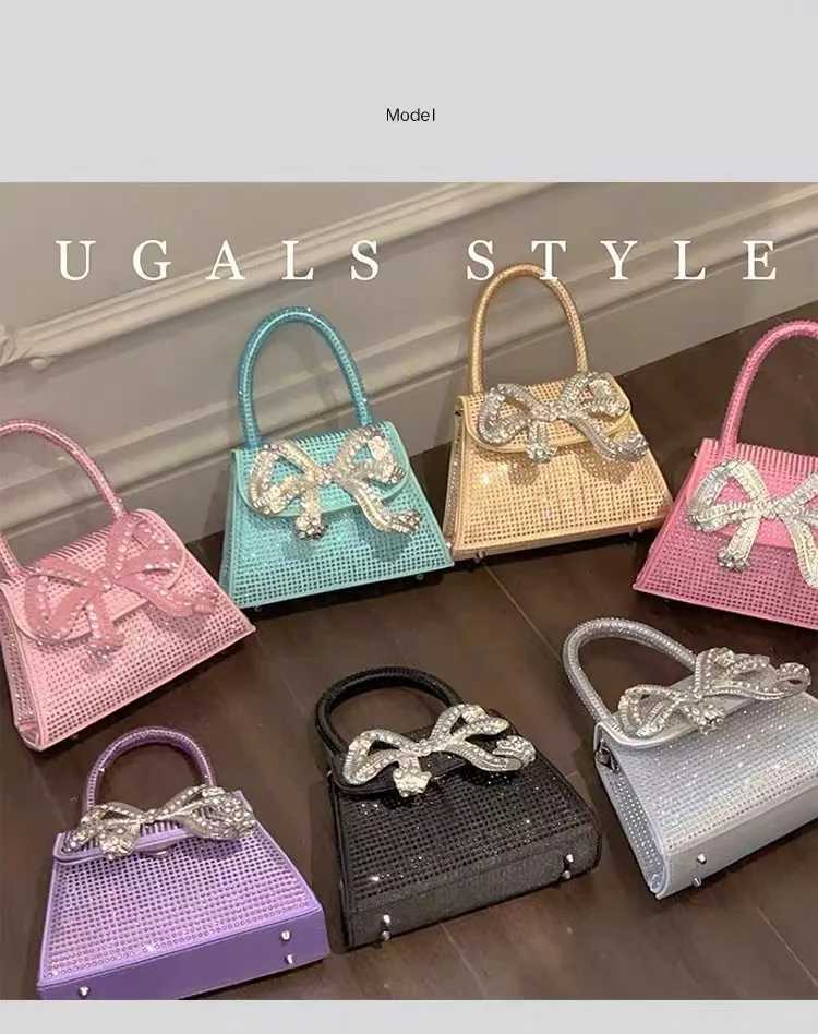 Luxury Metal Bow Knot Satin Women Handbag Glitter Shiny Diamonds Evening Bag Wedding Party Clutch Purse Shoulder Crossbody Bag Z251017
