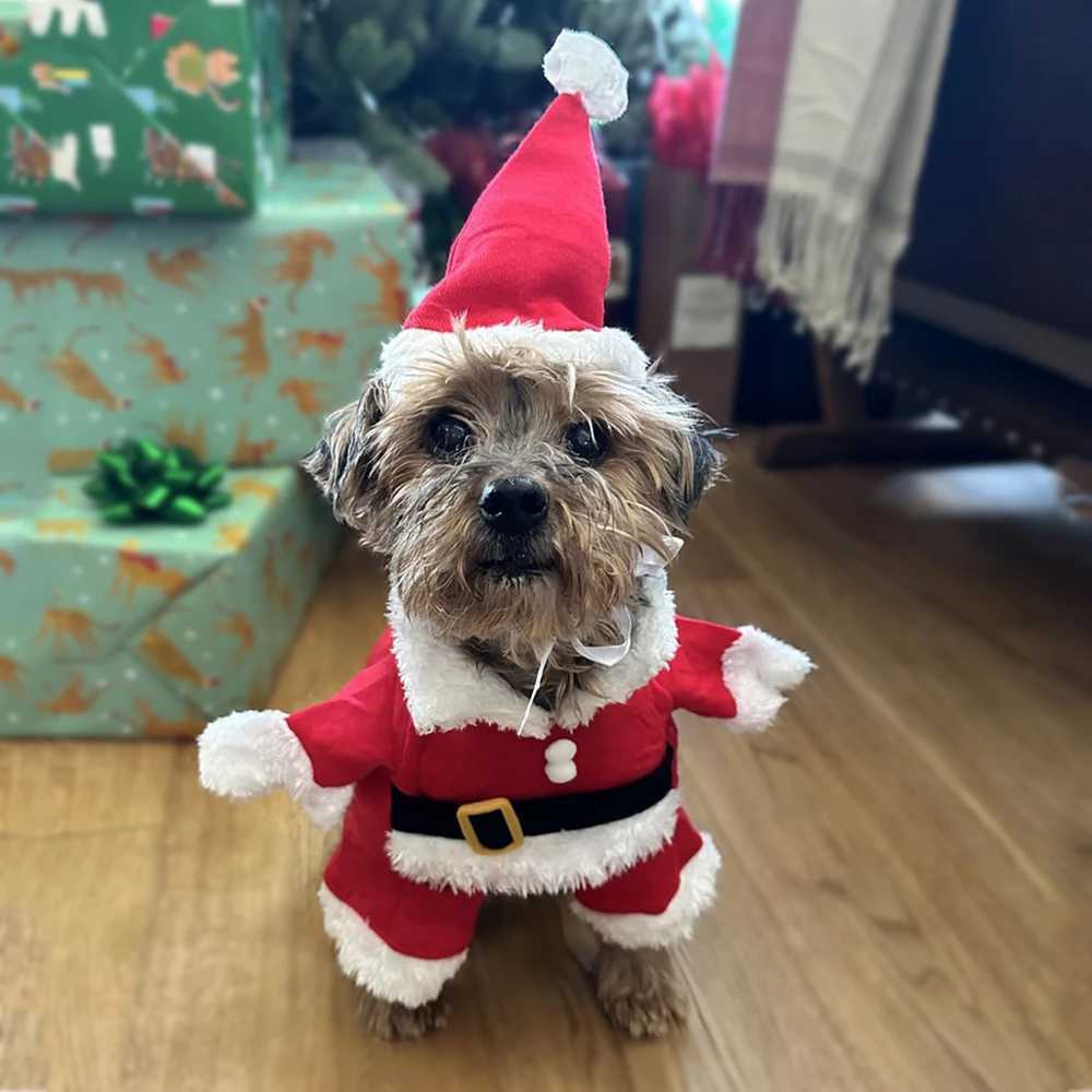 Christmas Dog Costume Funny Santa Claus Clothes For Small Medium Dogs Cats Cute Puppy Dress Up Apparel Chihuahua Pug Party GiftsW251017