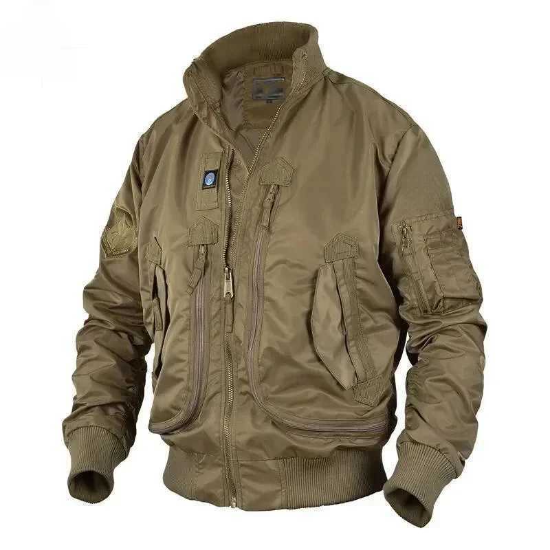 Multi Pocket Motorcycle Jacket Mens Hiking Outdoor Loose Pocket Baseball Suit Coat Mens Autumn Vintage Work Windproof Jacket J251017