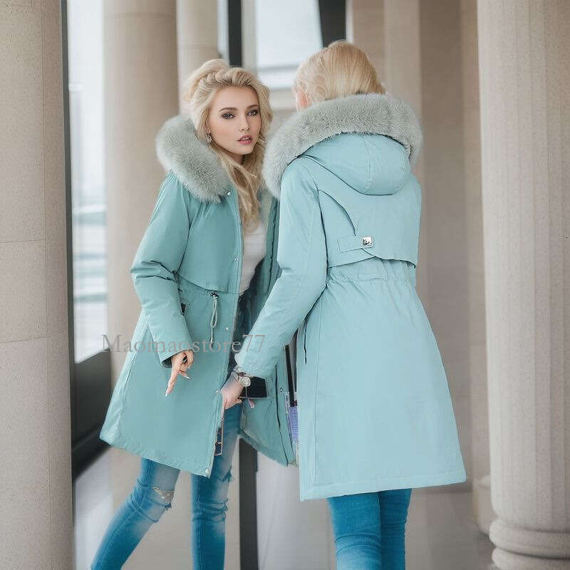 Women's Thickened Waisted Mid-Length Warm Loose Down Cotton Jacket Coat
