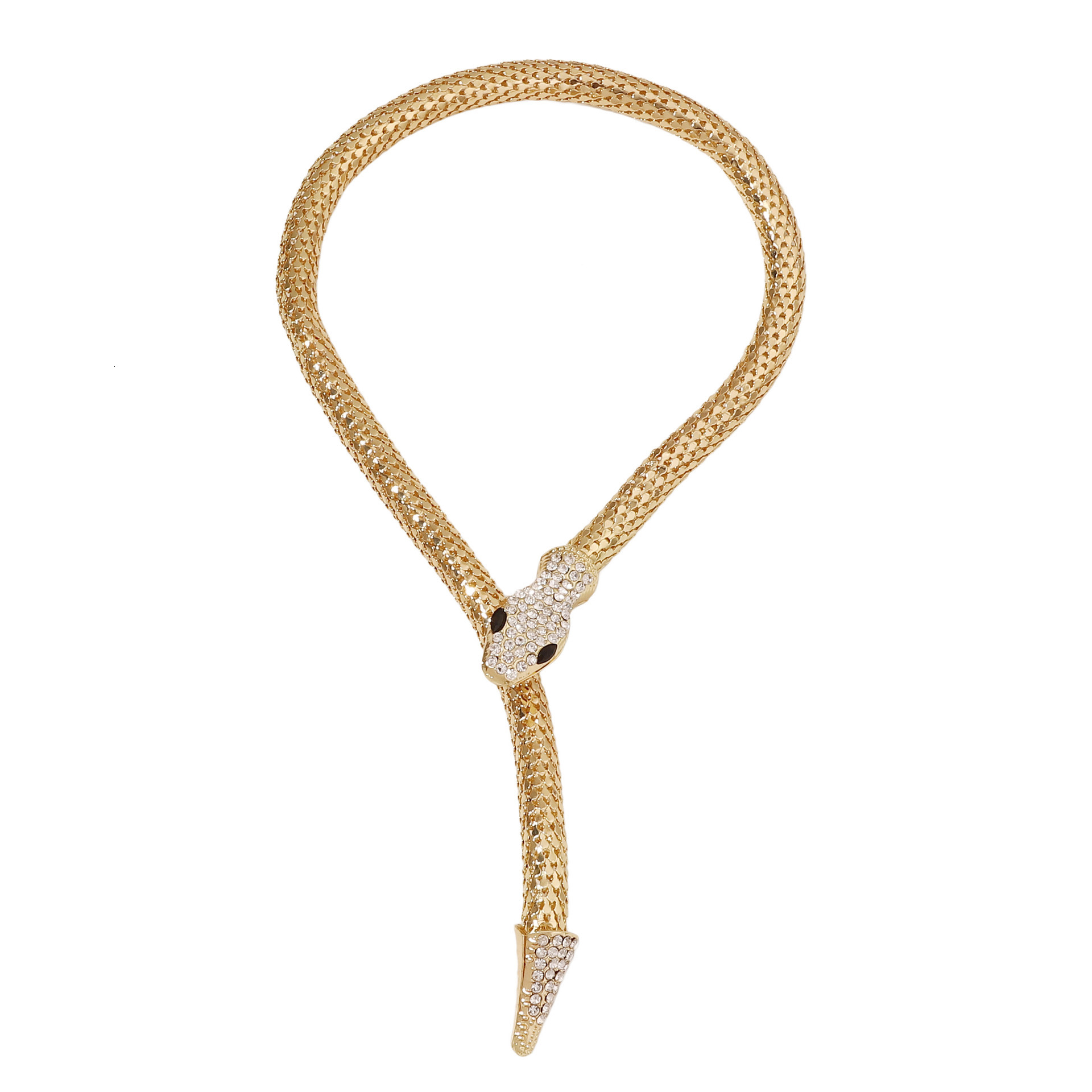 Gold designer necklace Diamond-Studded Magnetic Snake-Shaped Exaggerated Choker Fashion Full Diamond Trendy Versatile Snake Bone free shipping