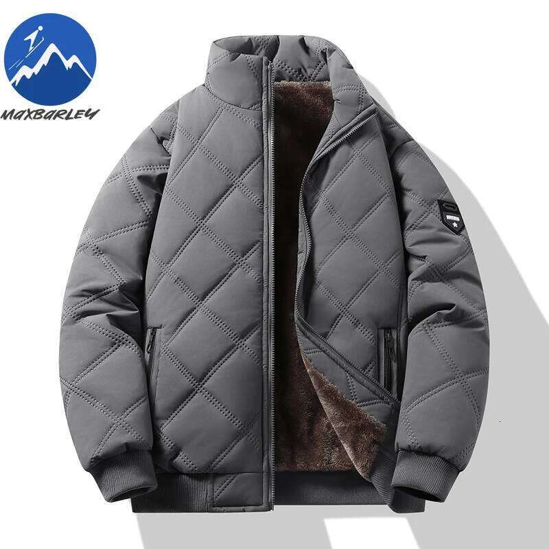 Maxbarley 2025 Winter Fleece Warm Men Casual Retro Thick Windproof Cotton Padded Jacket Camping Stand Collar Padding Coat Down Cotton