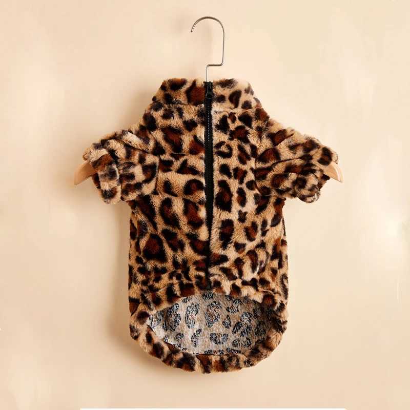 Winter Warm Pet Plush Leopard Dog Clothes Dog Jacket Coat Autumn and Winter Dog Coat Labrador French Bulldog Suit XSXXL D251017