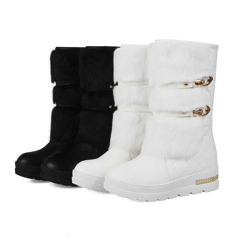 Women Winter Inner Height Snow Thick Sole Cotton Shoes Mid Calf Boots