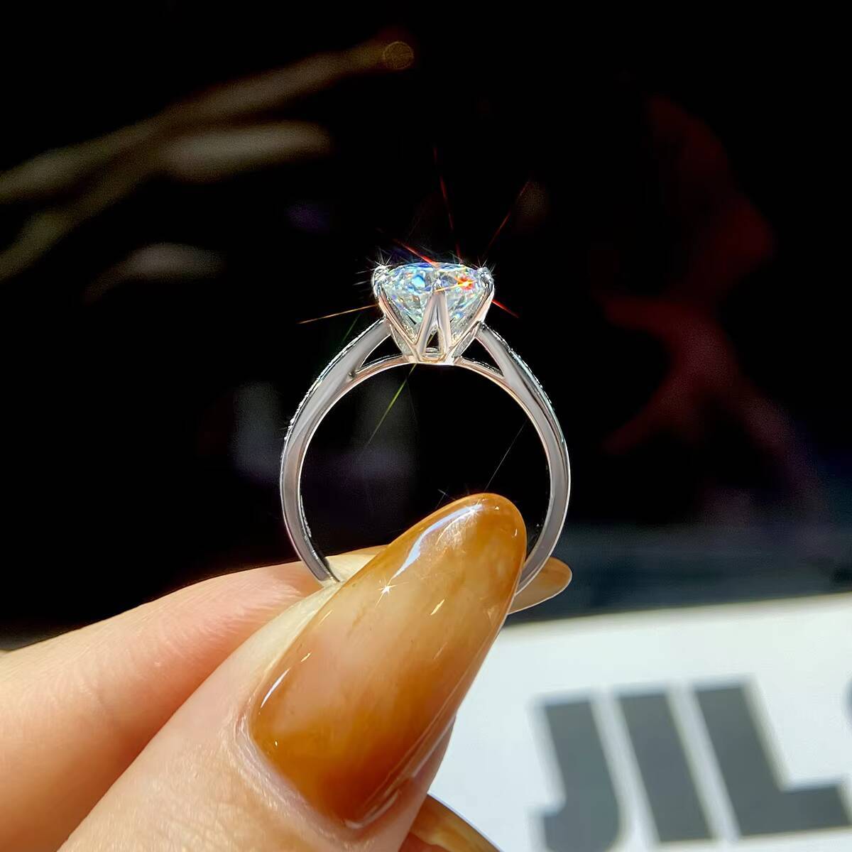 925 Sterling Silver White Gold Plated 2ct Round Cut Gra Certified Solitaire Diamond Moissanite Ring Women Wedding Fine Jewelry