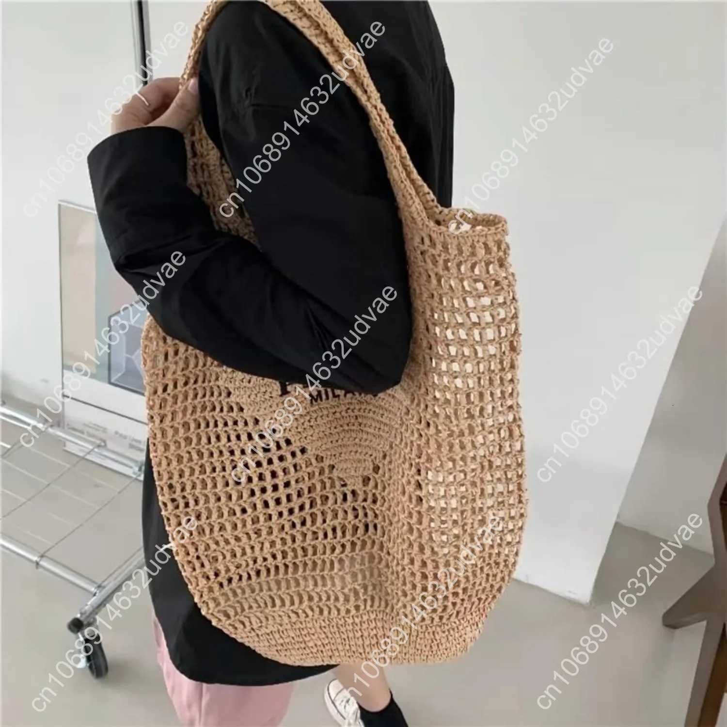 New Woven Bag Straw Mesh Tote Bag Beach Shoulder Bag Hobo Women Foldable Large Capacity for Holiday Z251017