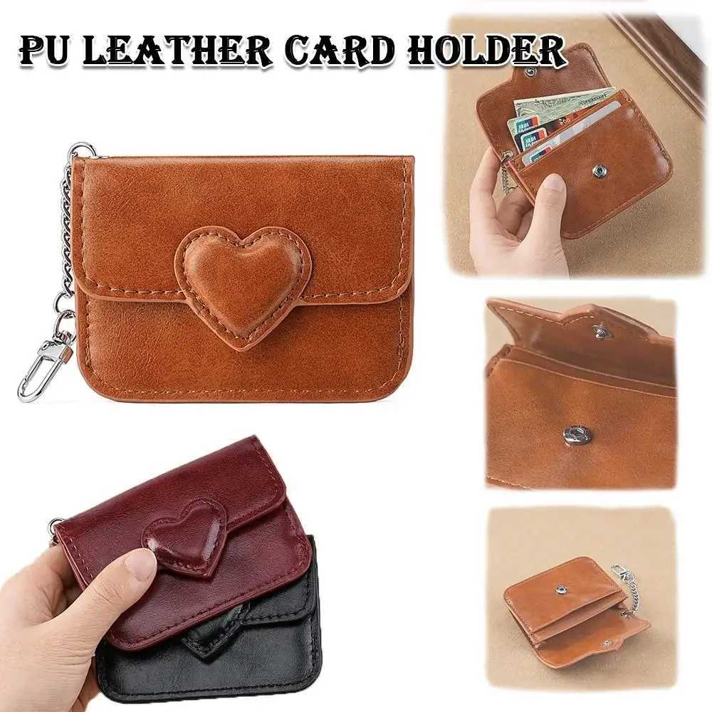 Women Lightweight PULeather Card Holder Cute Heart Shaped Small Wallet Multicard Antimagnetic Card Holder Travel Cash Coin BagW251017