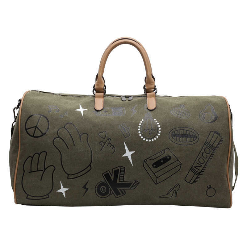 Travel Bag Women Super Large Capacity Outdoor Sports Handbag Canvas Big Bag Cartoon Sports Fitness Bag