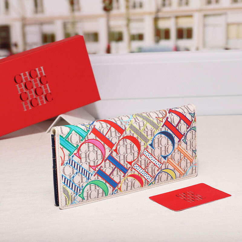 CHHC Women's Letter Cartoon Long Classic Wallet PVC Material Fashion Simple Money Clip