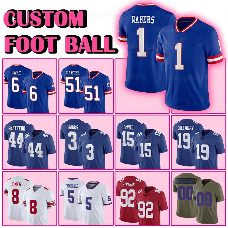 6 Jaxson Dart Football Jerseys 1 Malik Nabers 51 Abdul Carter Cam Skattebo Russell Jameis Winston Jevon Holland DeVito Kayvon Thibodeaux Andrew Thomas Evan Neal Gray