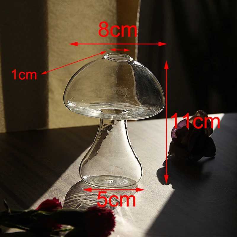Mushroom Shaped Glass Vase Hydroponics Plant Vase Creative Glass Crafts Living Room Glass Vase Plant Flower Decor for Home C251017