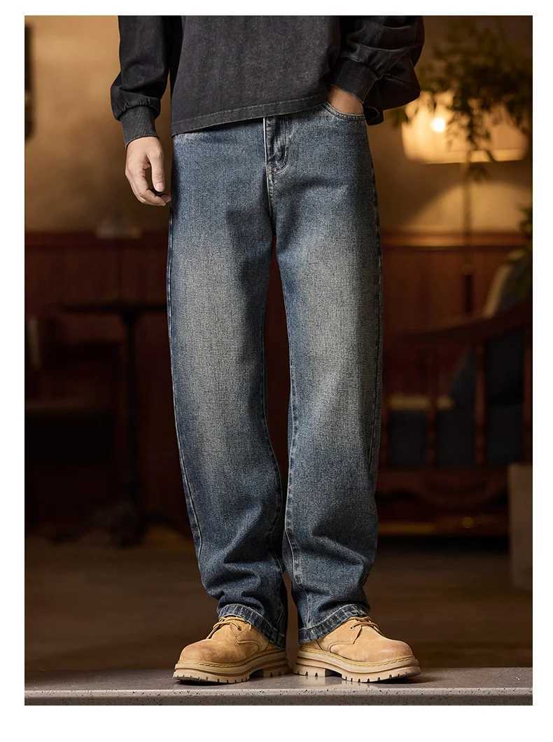 Mens Elastic Waist Jeans Relaxed Fit Mens Blue Jeans with Elastic Waist with Zipper and Button1 Y251105