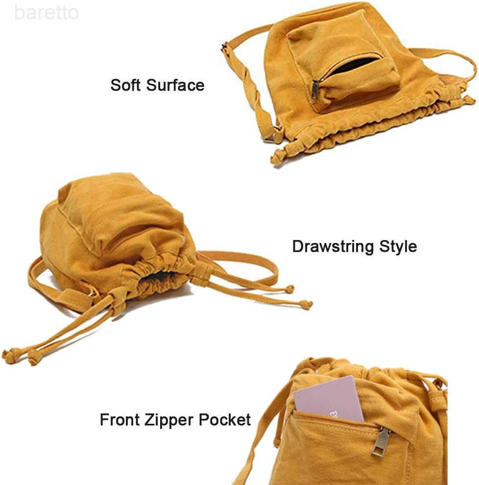Crossbody Bags for Women Small Canvas Drawstring Bucket Purse Cute Little Boho Bag Z251017