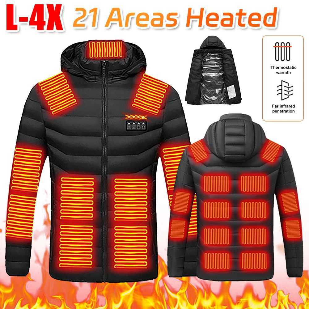 21 Areas Heated Jacket Men USB Electric Heating Jacket Winter Motorcycle Jacket Cycling Ski Thermal Clothing for Outdoor L4XL H251017