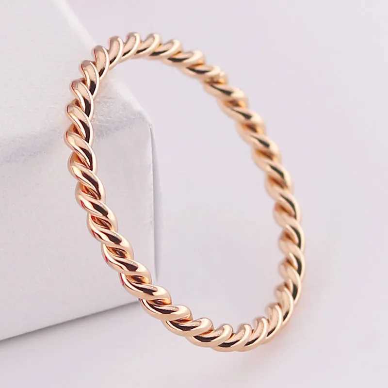 Ramos 2MM Knuckle Rope Twist Ring Stainless Steel Wedding Band for Women Girls Stacking JewelryW251017