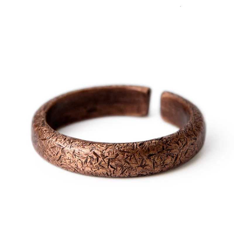 Hand Processed Texture Solid Copper Ring Vintage Rustic Hardwear Size Adjustable Anniversary Retro Punk Street for Men WomenW251017