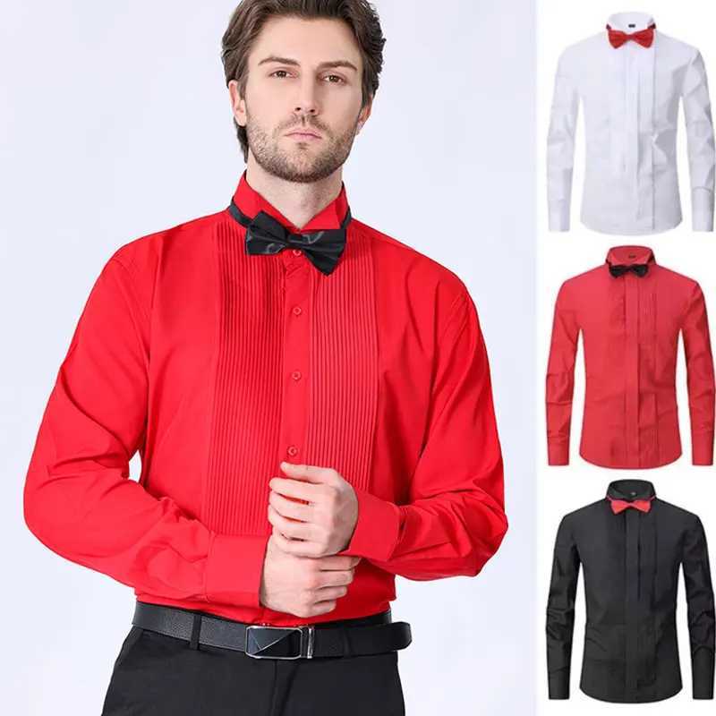 American size mens longsleeved tuxedo shirt Spring summer business casual nonironing high quality fashion slim solid color J251017