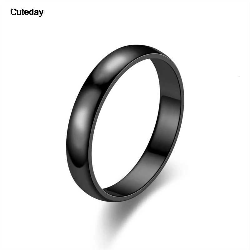 2023 New Fashion Simple Smooth Stainless Steel Ring for Women and Men Classic Gold Color Couple Rings Wedding Engagement JewelryW251017