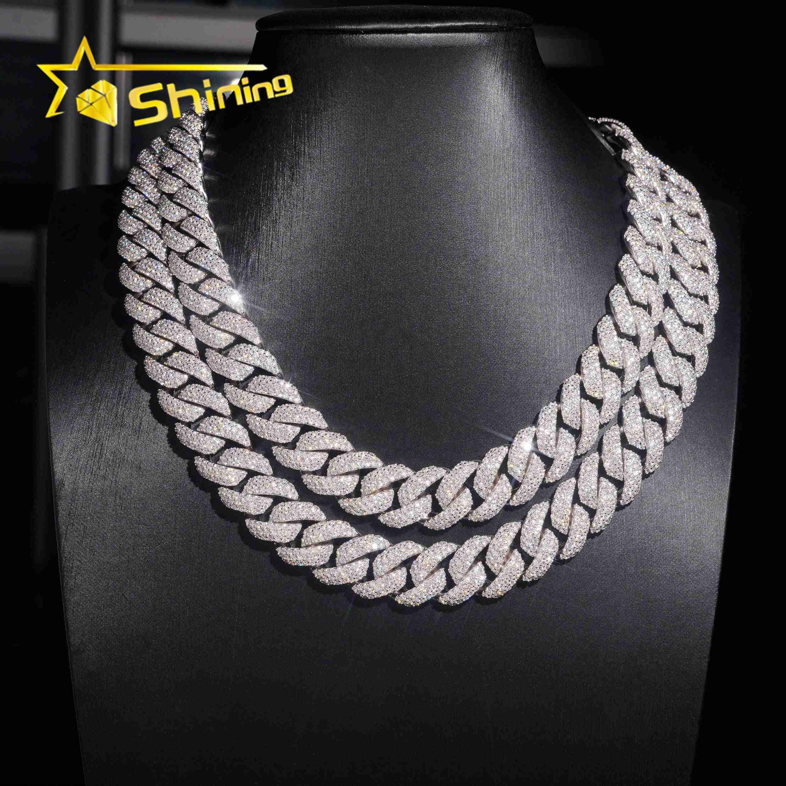 GRA Certificate Hip Hop Style High Quality Iced Out Mens 16mm Moissanite Diamond 925 Silver Cuban Lidynamic Chain