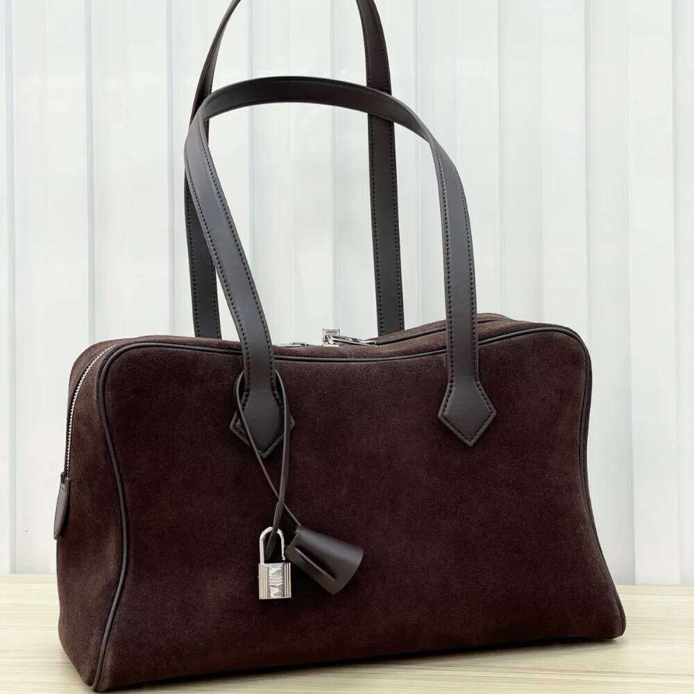 New Suede Boston Retro Old Money Style Handbag Commuter Large Capacity Shoulder Bag Casual Versatile High Quality