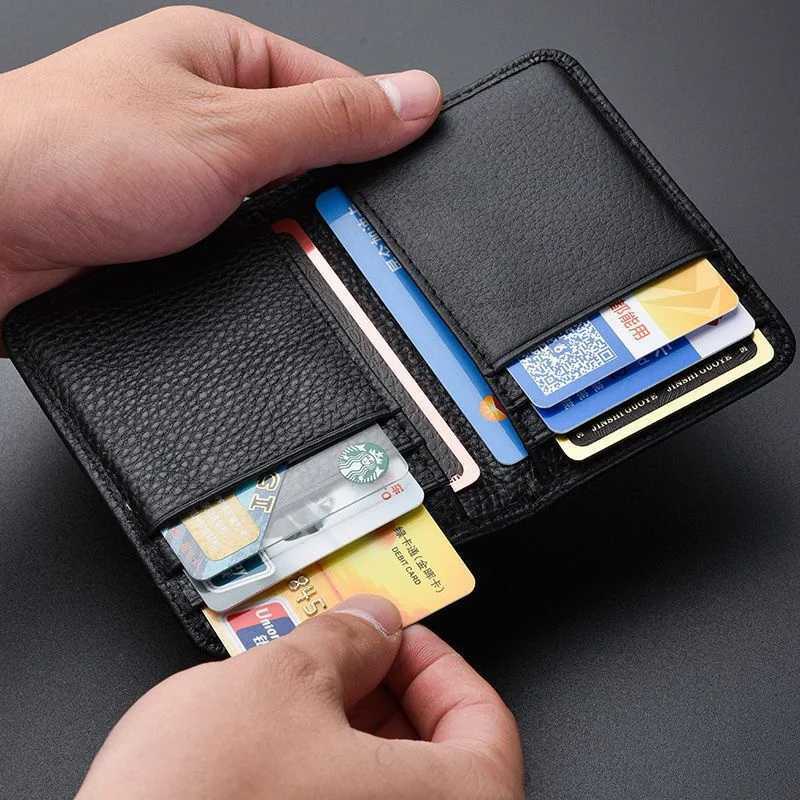Mens UltraSlim Synthetic Leather Card Holder MultiFunction Mini Short Wallet for License Cards Large Capacity Yet CompactW251017