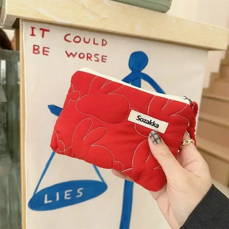 Fashion Small Fresh Cotton Coin Wallet Flower Pattern Zipper Coin Purses Lady Girls MakeUp Bag Key Money Storage Bag251011