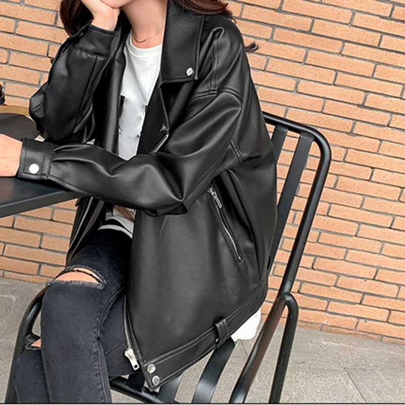 black Faux Leather Jacket Women PU Motorcycle Jackets Coat Korean Autumn winter fall jackets for women 2025 new fashion elegantT251017