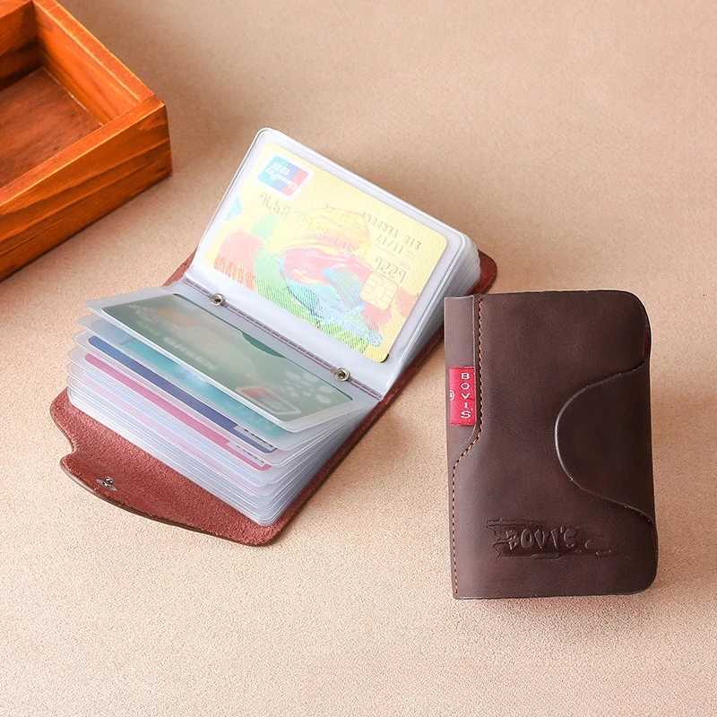 BOVIS Vintage Credit Card Holder Luxury Leather 20 Card Slot Business ID Card Holder Classical style Men Card Wallet RfidW251017