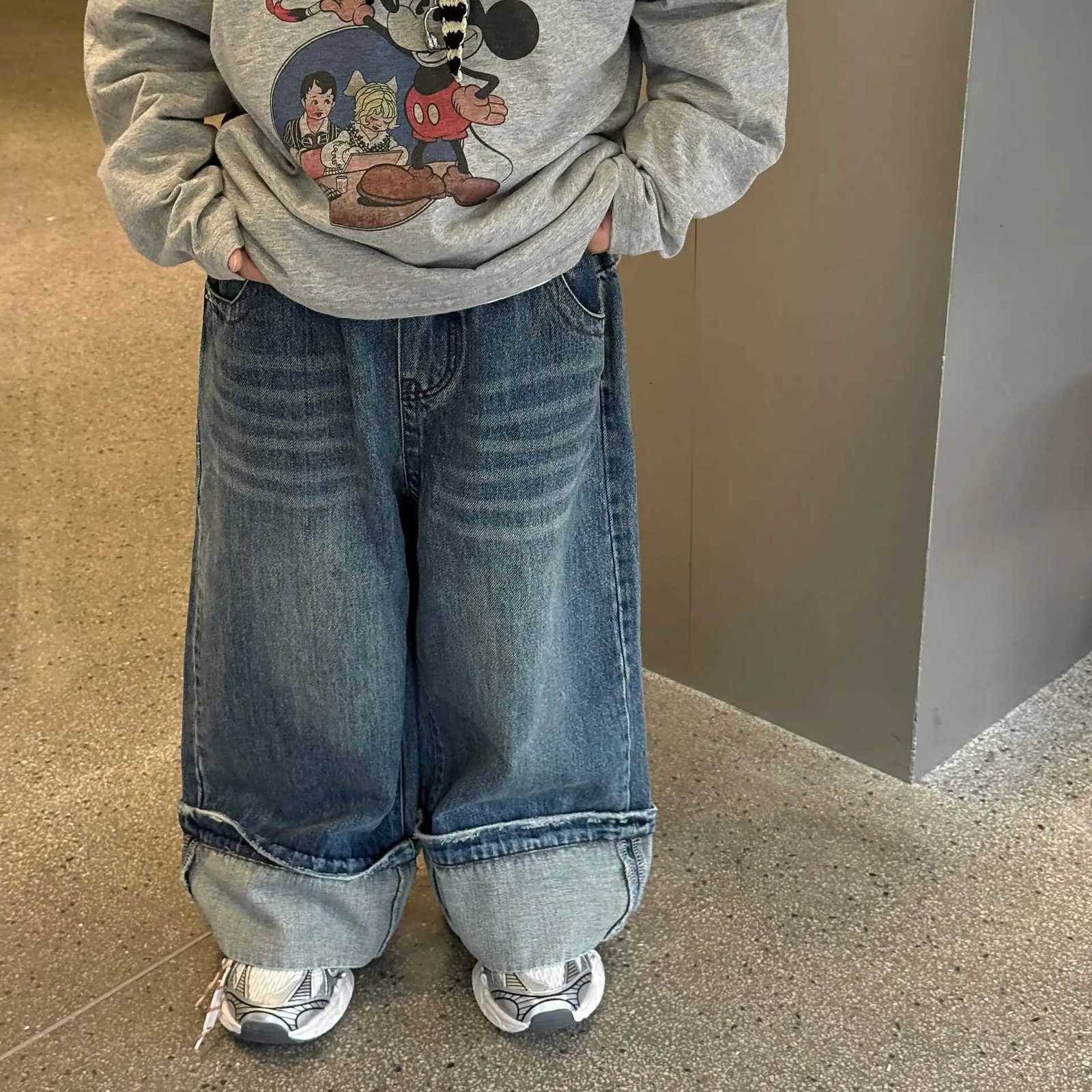 Children Clothing Boys Fashion Retro All Match Straight Leg Jeans 2025 Autumn New Boys Korean Style Simple and Loose JeansT251017