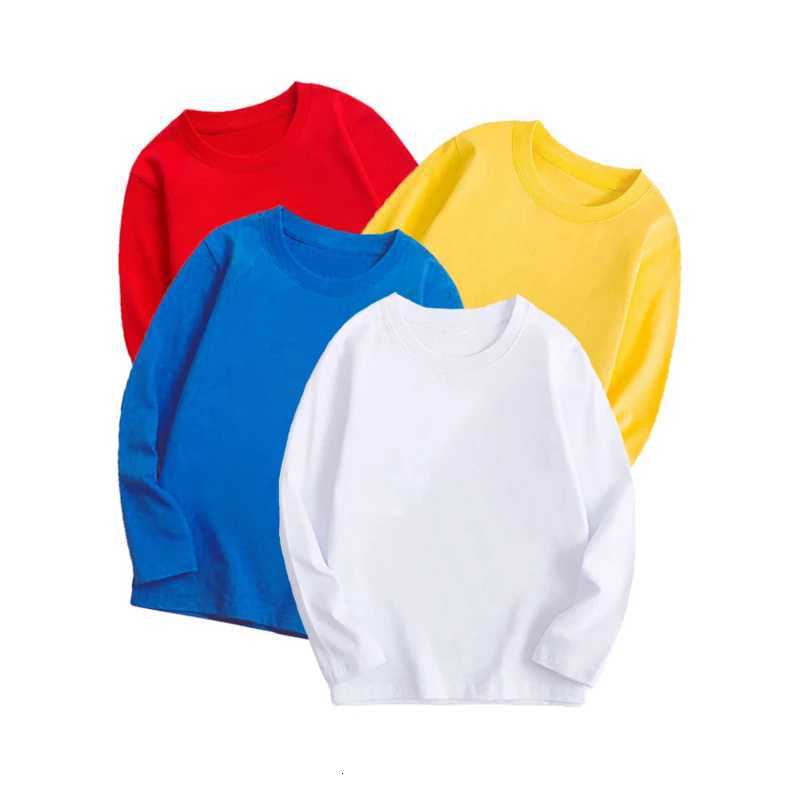 7 Colors Spring Long Sleeve Tees Childrens Tshirt Cotton Solid Colour Base Coat Leisure Wear Boys Girls Tops Kids Clothes Z251017