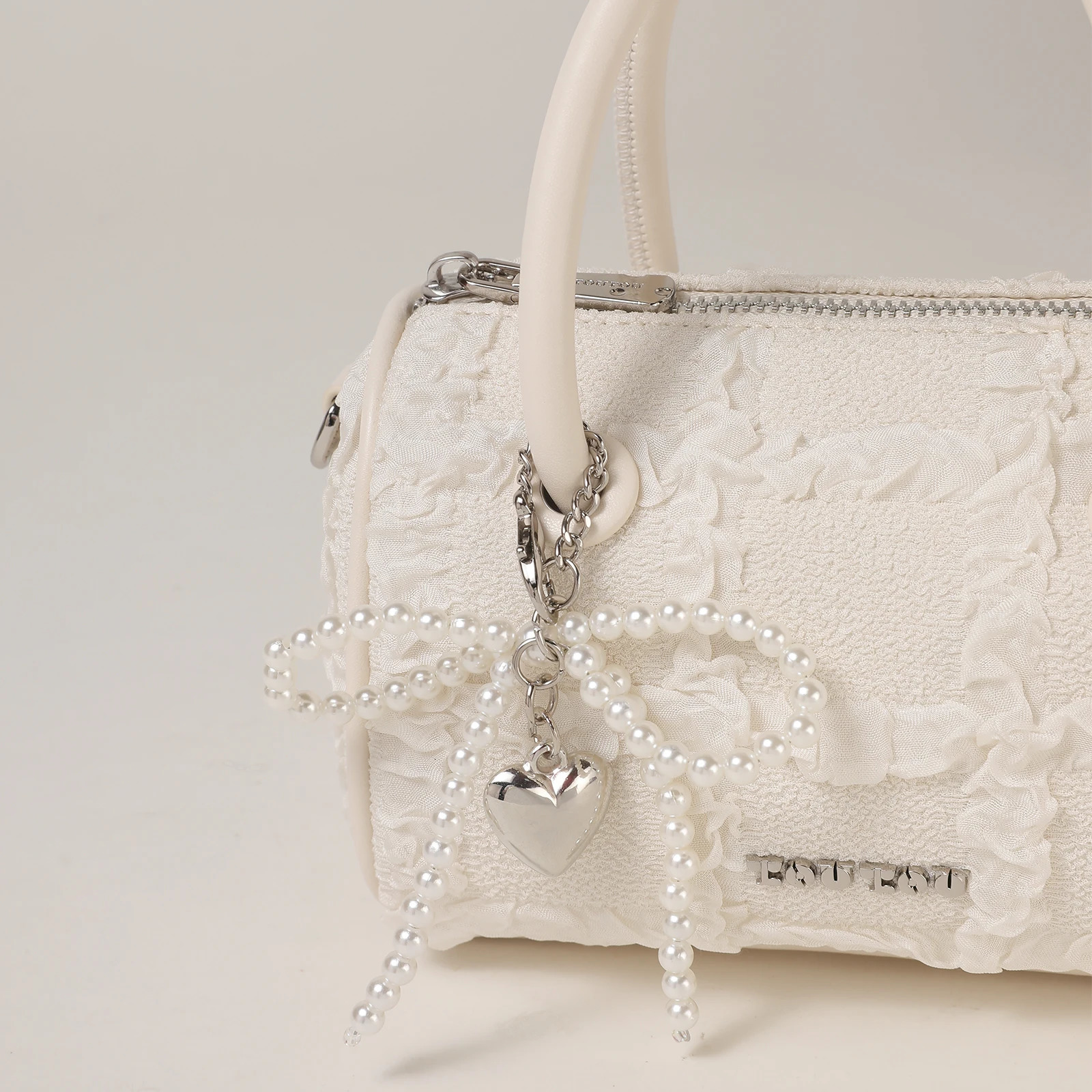 TOUTOU Women Boston Bowling Bag Charm Original ner White Handbag Adjustable Shoulder Strap Teacher Christmas Gift 251014