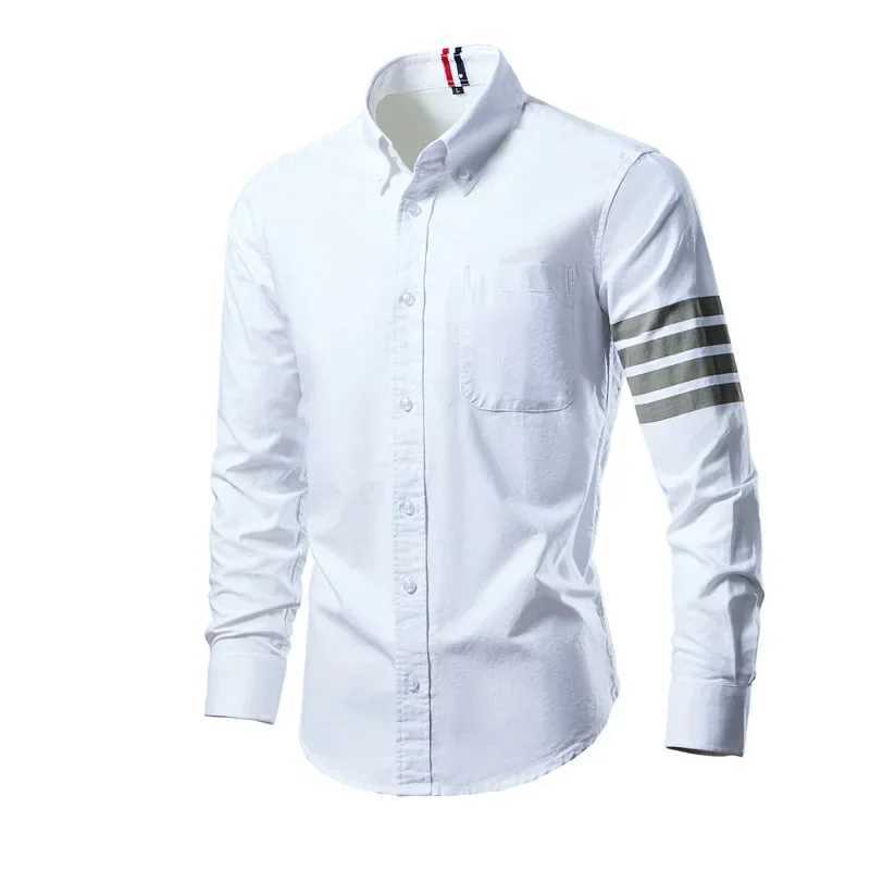 2025 Trend Mens Shirts Casual Soft Thin Slim Luxury Long Sleeve Striped Solid Shirt Male Streetwear Fashion Leisure Male Top J251017