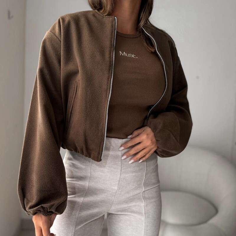 Autumn New Fashion Versatile Short Woolen Jacket Women's Pilot Coat B5