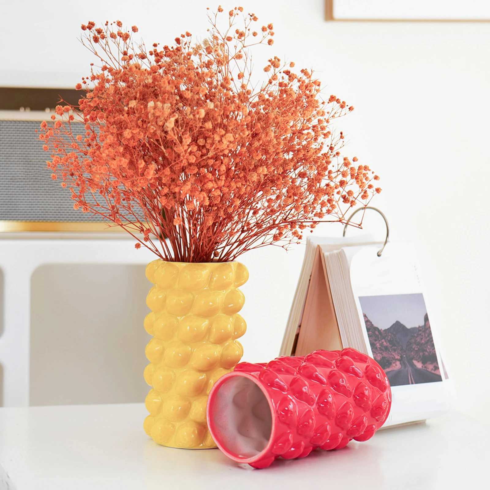 Creative Geometric Vase Porcelain Flower Vase Flower Pot Flower Arrangement for Balcony Mantel Office Table Centerpiece C251017