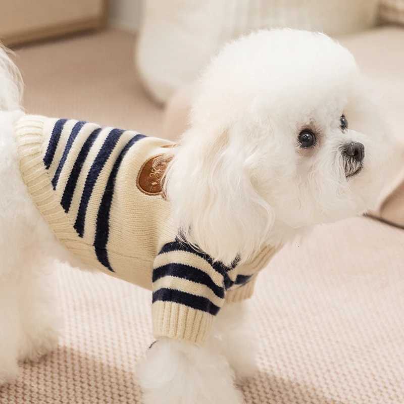 Striped Sweater for Dogs Cute Bear Dog Clothes Autumn Winter Pet Warm Clothing Knitted Coat Chihuahua Dachshund Puppy PulloverW251017