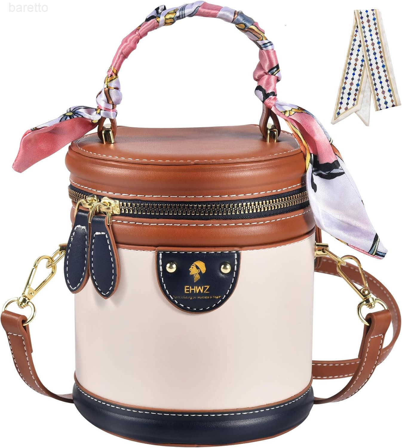 2025 Bucket Bag for WomenRetro Crossbody Bags for Women Female PU Leather Color Contrast Cylinder Z251017