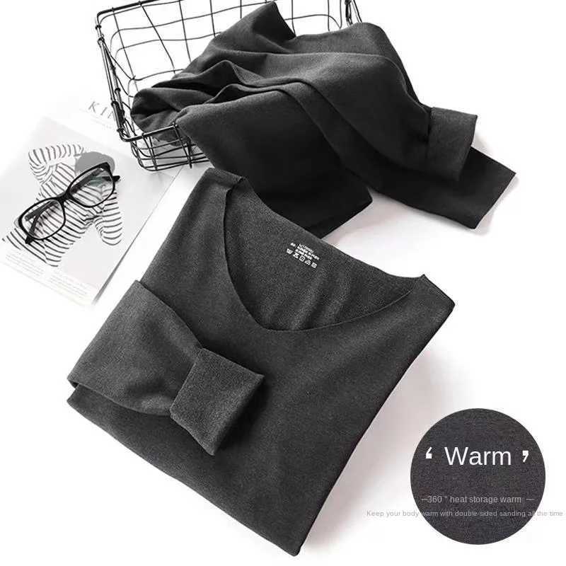 Mens Vneck Thermal Underwear Set Long Johns Men Autumn Winter Shirt and Pants 2 Piece Set Mens Long Thermal Underwear Clothing H251017