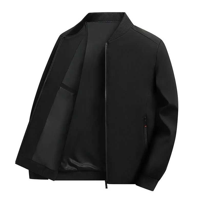 Business Casual Mens Jacket Coats Collar Zipper Simple MiddleAged Elderly Men Dad clothes Office Outerwear men J251017