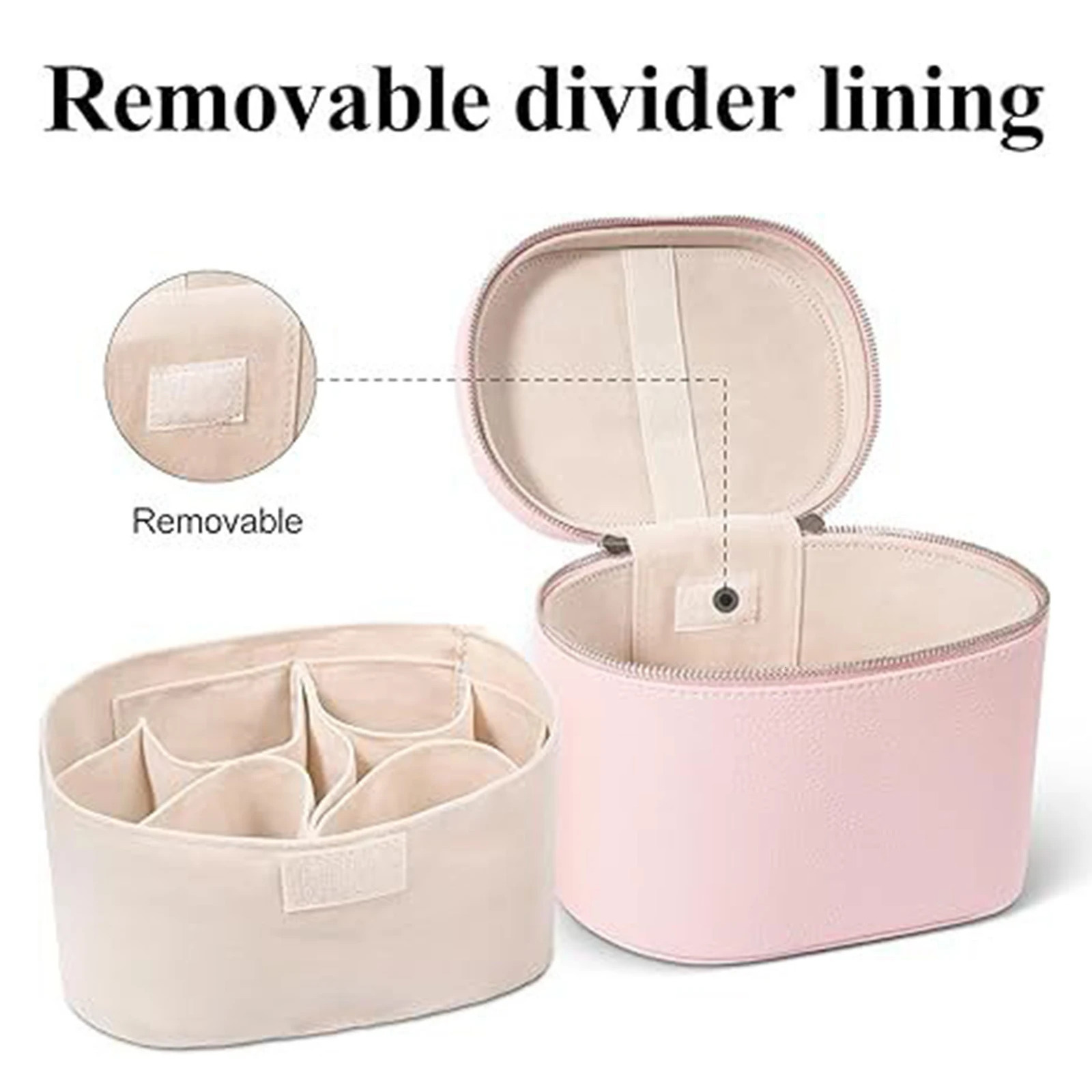 PU Leather Large Capacity Detachable Makeup Bag Travel Cosmetic Organizer Handbag For Women 251013
