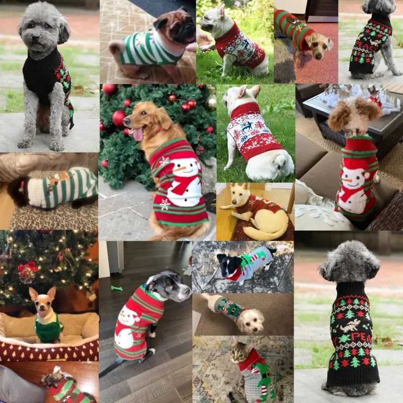 Christmas Warm Clothes for Dogs Small Medium Large Dog Winter Sweater Pet Clothing Knitted Coat Cartoon Striped Big Dog ClothesW251017