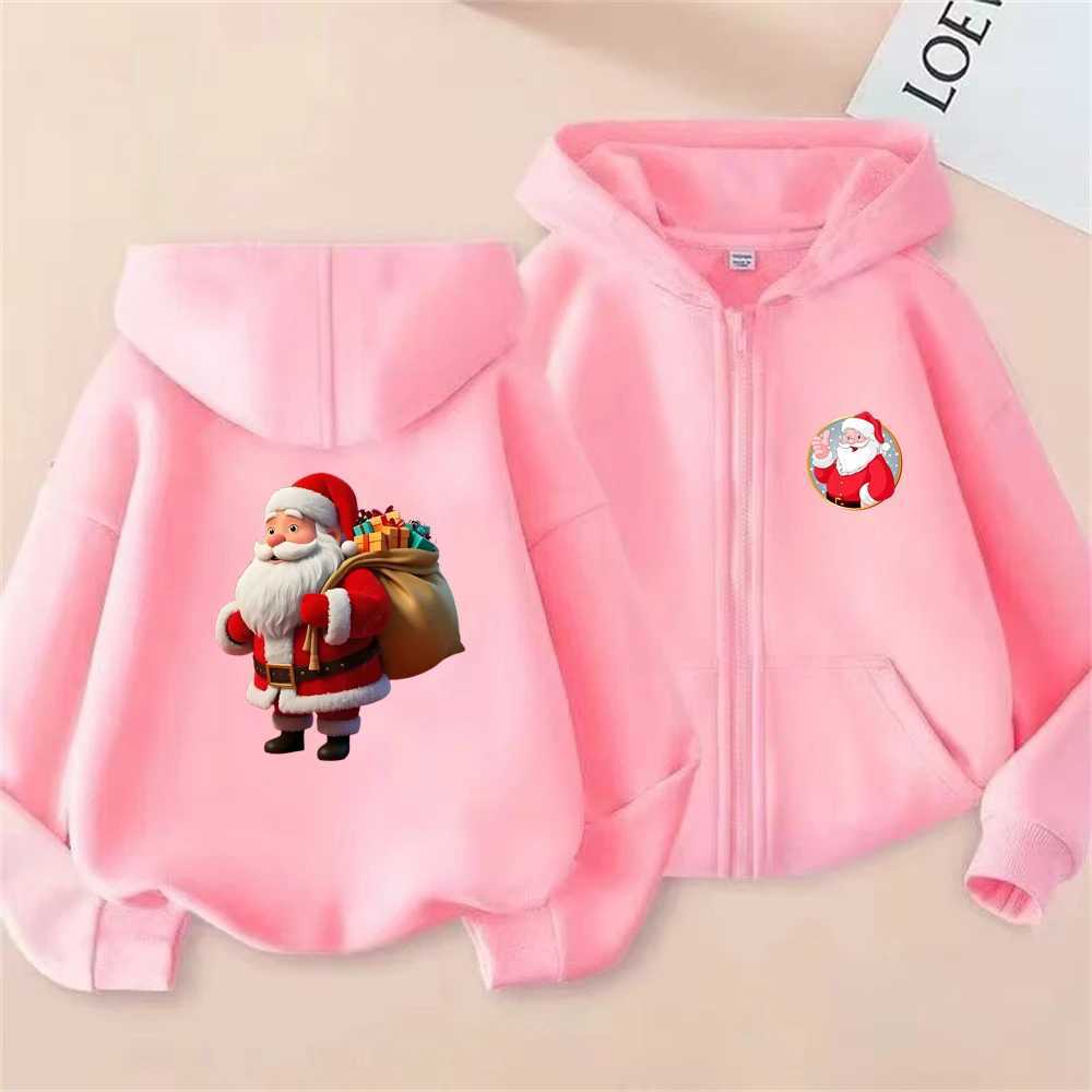 Christmas Age 212 children Zipper Hoodies Santa Claus black Tops Girls Sweatshirt Autumn Winter Long Sleeve Casual boy Hooded C251017