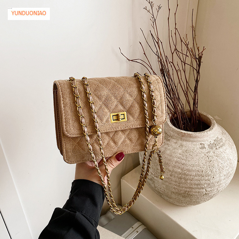 Retro style women's shoulder bag autumn and winter new designer bag luxury handbag small square bag quilted chain bag texture commuting crossbody