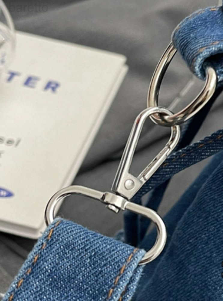 Denim Canvas Tote Bag Women Drawstring Bucket Crossbody Shoulder Purse Lightweight Handbag Trendy Commute Travel Bag Z251017