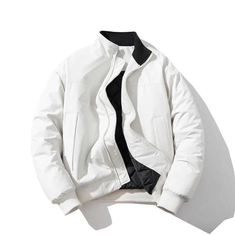 Autumn Winter Varsity Jacket Men Women Fashion Baseball Jacket Solid Loose Thick Warm Coat Couple Parkas Casual White J251017