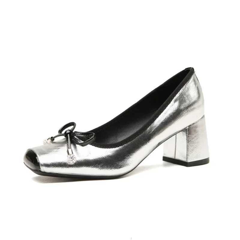 Square Toe Mary Jane Shoes Women Fashion Casual Chunky Ballet Shoes Shallow Bow Classic Brand High Heels Designer Female Pumps Z251015