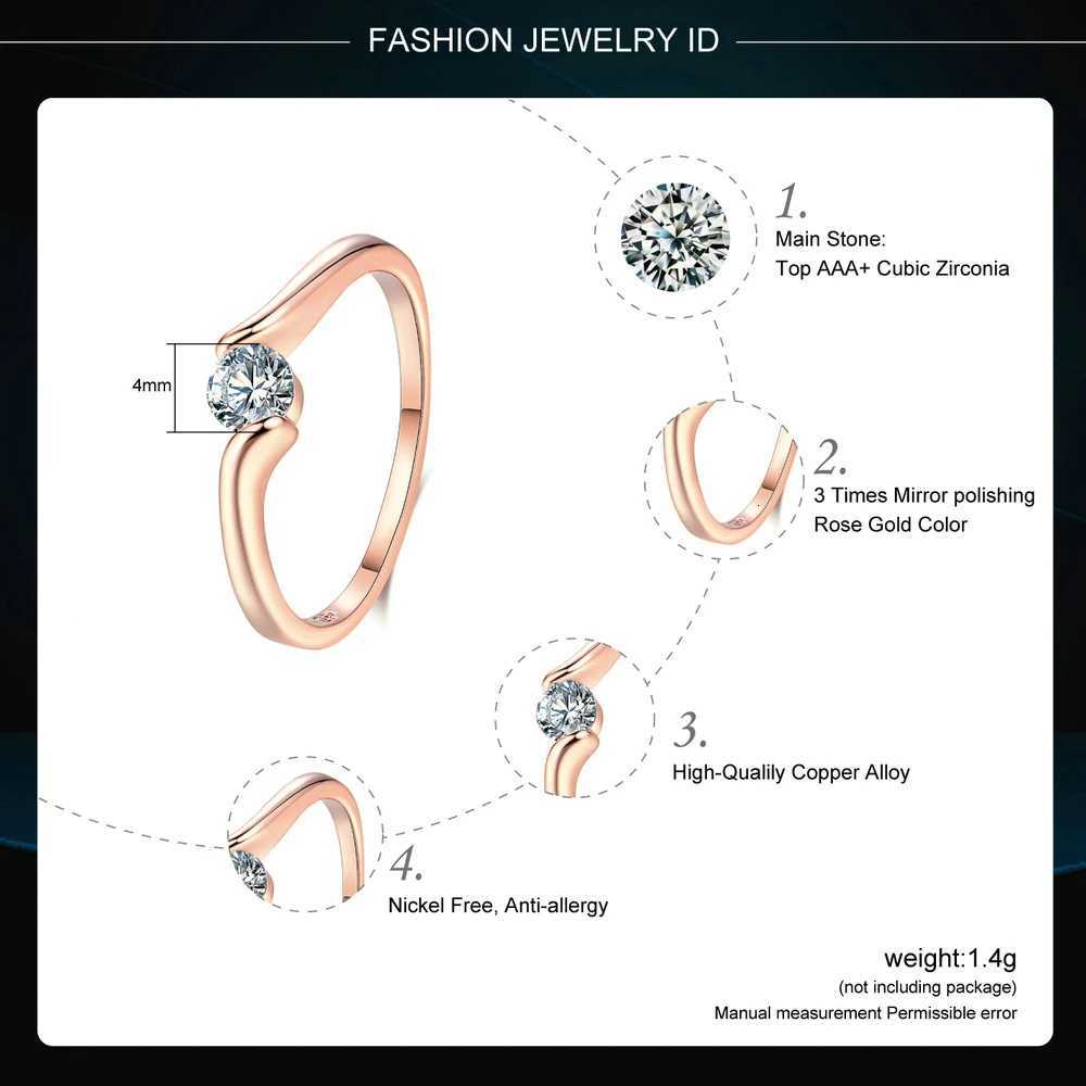 Austrian Cubic Zirconia EngagementWedding Finger Rings For Women Rose Gold Color Fashion Brand Jewelry For Women DWR239W251017