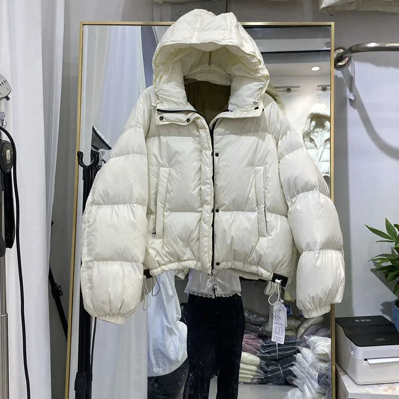 Temperament Short Womens Coat2025 New Winter Thickened Down Jackets Women Hooded Loose White Duck Down Women Down Jackets H555 W251016